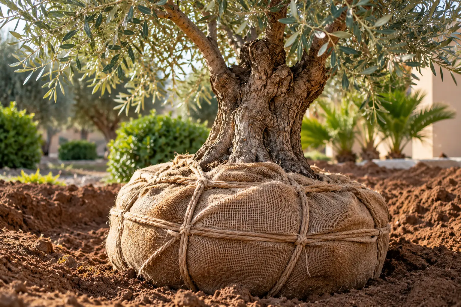 جذور زيتونة ملفوفة بالخيش والحبل-6